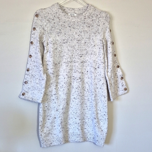 Madewell Donegal Button Sleeve Sweater Dress Long Sleeve Chic Knit Size XS - Picture 2 of 15